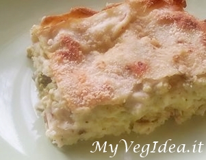 lasagna di pane carasau, con cavolfiore, besciamella di lupini