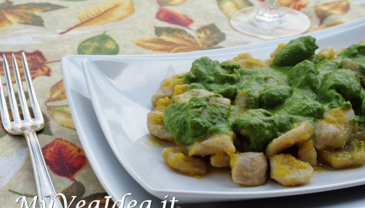 GNOCCHI DI FAVE E SEMOLA con pesto di spinaci