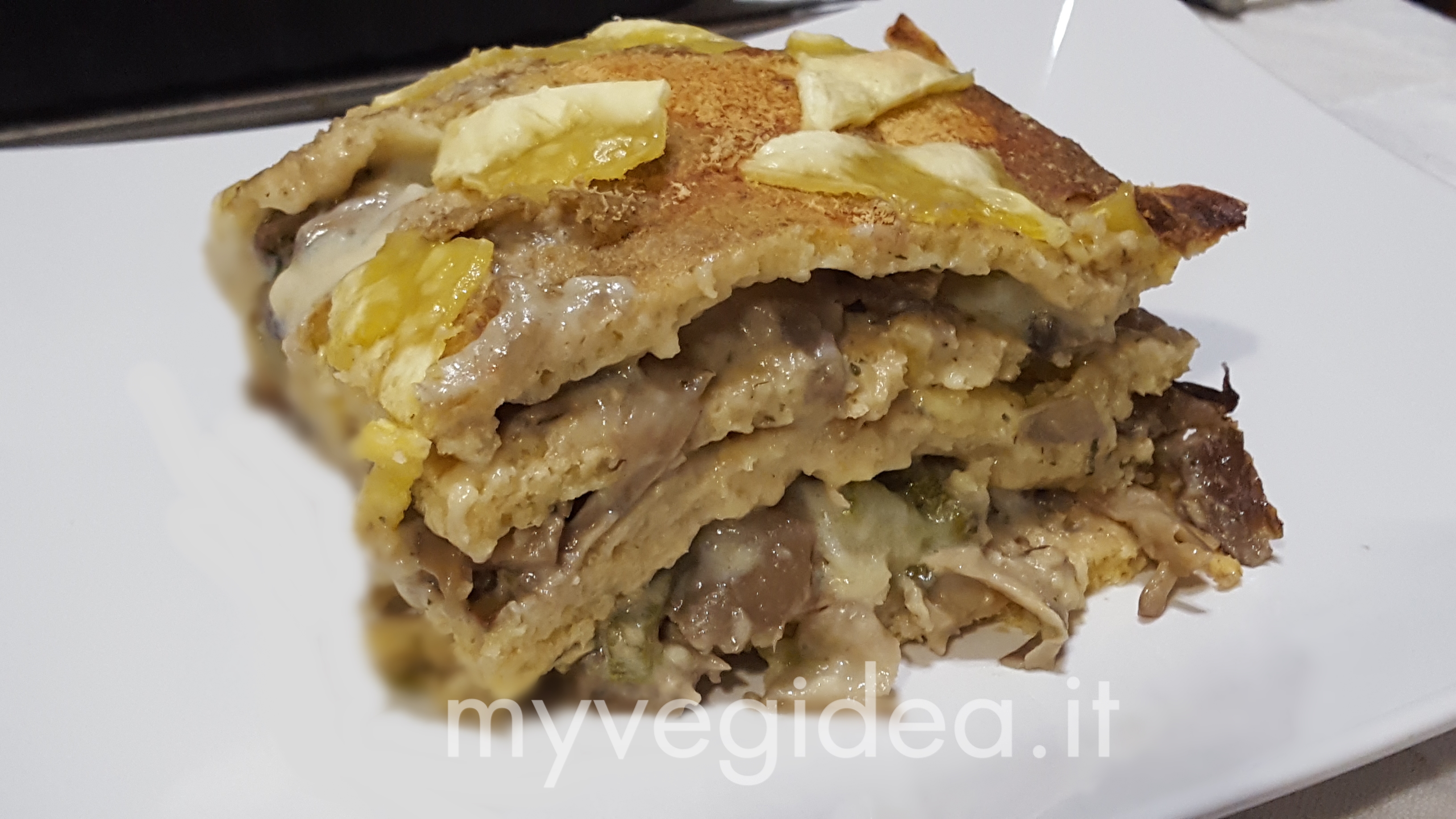 lasagne di pancakes con funghi